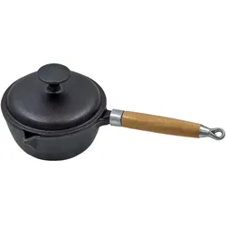 Dutch Pan Grill Kaserolle mit Ausguss - Dutch Oven Stilkasserolle - Feuertopf Grillpfanne Gusseisen 1 L 19x9cm