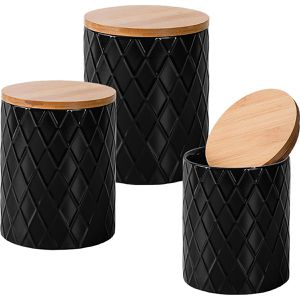 Miamio Vorratsdose Palmanova MM-170, aus Keramik, 0,84 - 1,8 Liter, Bambusdeckel, schwarz, luftdicht, 3-teilig