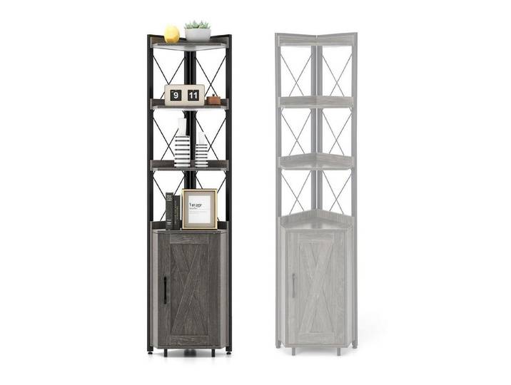 LuxusKollektion Eckregal Eckregal mit Schrank 180cm, 1-tlg.