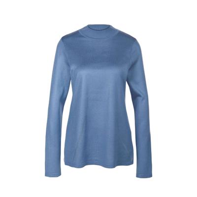 Strickpullover GOLDNER "Strickpullover mit Stehbundkragen", Damen, Gr. 52, blau (rauchblau), Obermaterial: 100% Polyacryl PAN., eng Tubular, Pullover Strickpullover, wie echter Kaschmir