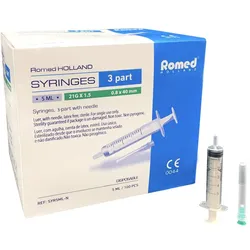 Romed Einmalspritzen mit Einmalkanülen 3-teilig steril 5 ml (100 Stück)