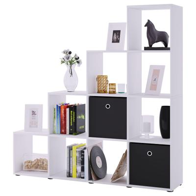 Standregal VCM "Holz Stand Treppenregal Regal 10 Fächer Napoli", weiß, B:143cm T:29cm, Regale, Standregal