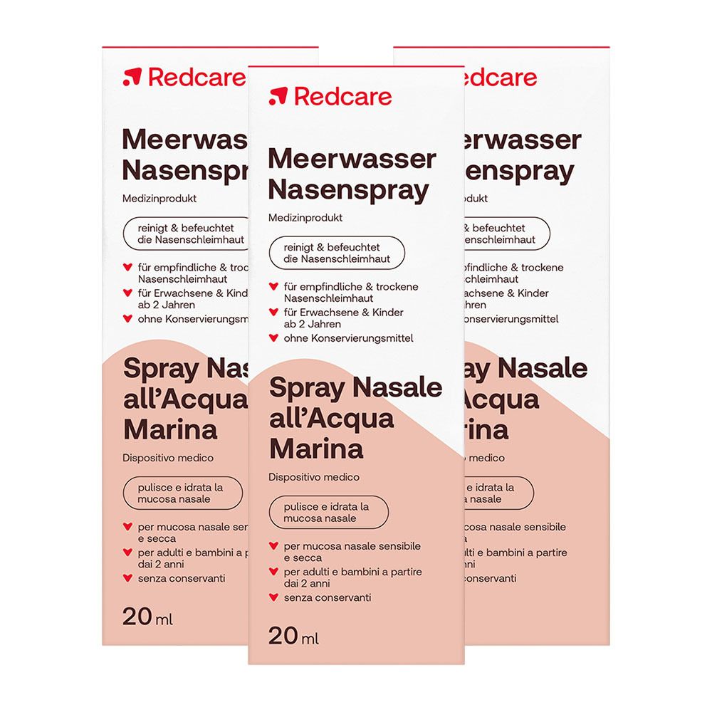 Meerwasser Nasenspary RedCare Dreierpack 3x20 ml Nasendosierspray