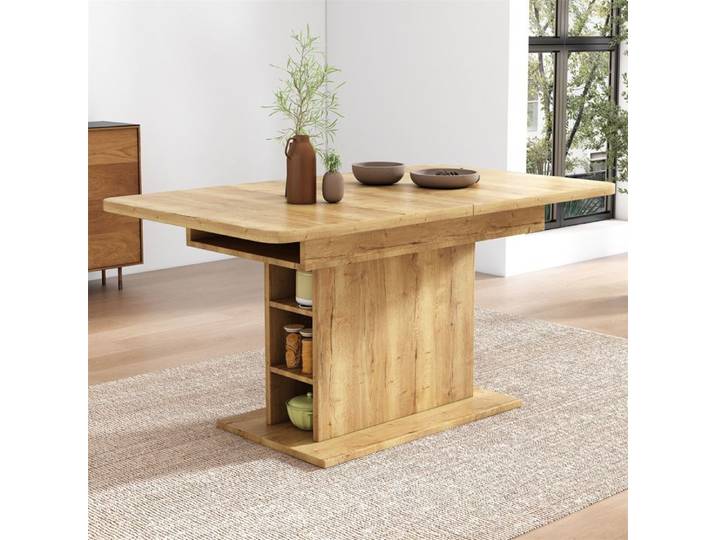 Table a Manger Extensible Table de Salle a Manger et Cuisine pour 4-6 Personnes avec Rangement Bois Couleur Naturelle 130×70×75cm
