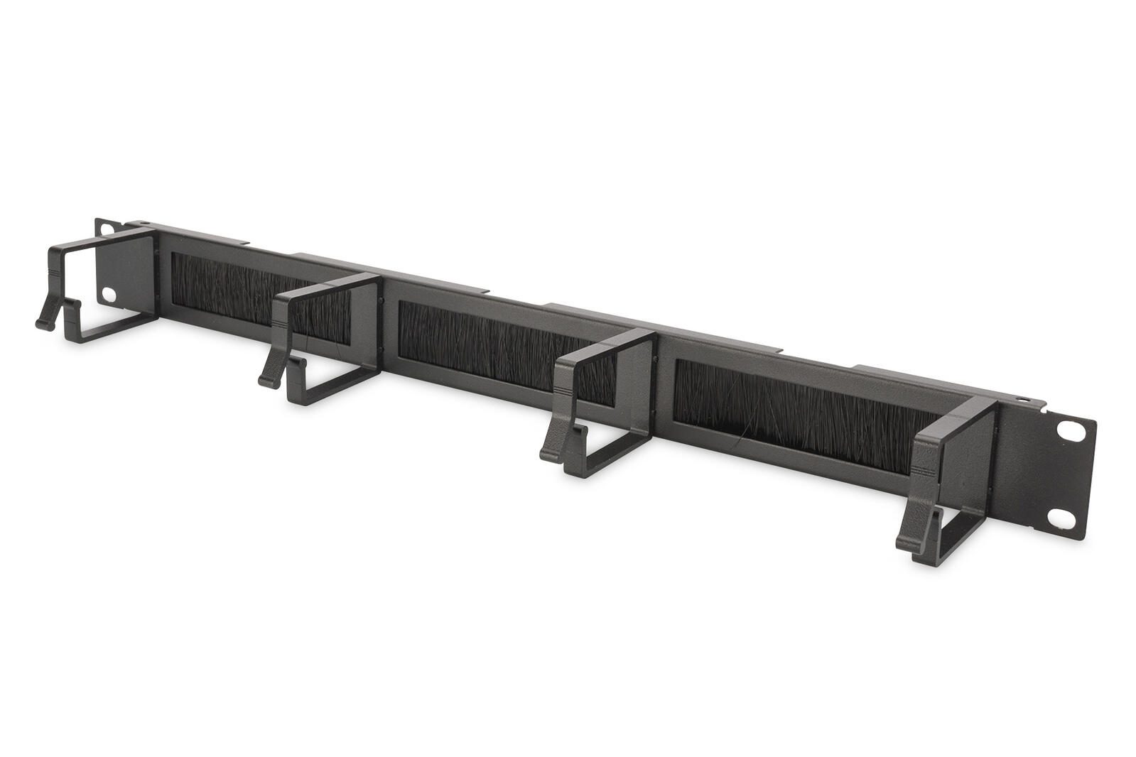 Digitus Kabelrangierpanel mit Bürstenleisten 1HE 4x Aluminium Kabelführungsbügel RAL 9005 schwarz (DN-97663)