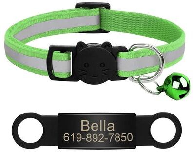 Uplifted Finds Customized Reflective Pet ID Collar With Nameplate light Green 341