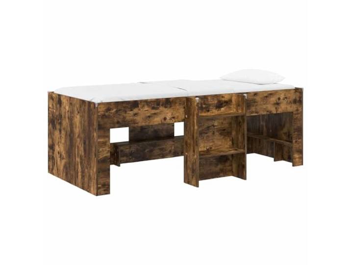 HFXHIJXQ Hochbett Loftbett HolzwerkstoffGeräucherte Eiche 90x190 cm Platzsparendes Design mit integrierter Leiter und Eckenschutz, ideal für kleine Schlafzimmer und moderne Wohnräume.