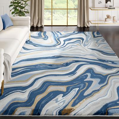 Abani Rugs Regal REG260A Blue Cream Intertwined Lines Area Rug