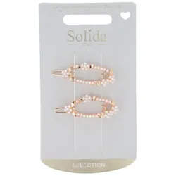Haarclip Blume gold 2 Stück
