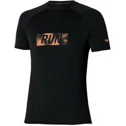 Mizuno, Herren, Sportshirt, t-shirt active dryaero graphic (XL), Schwarz, XL