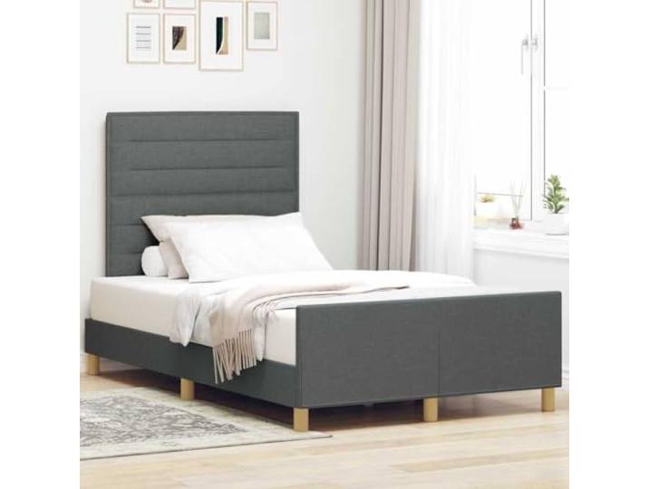 RJPLMFV Bettgestell, Ottoman, Velours, Dunkelgrau, 120 x 200 cm Mit Kopfteil, versteckter Aufbewahrung, goldene Beine, Lattenrost im Lieferumfang enthalten