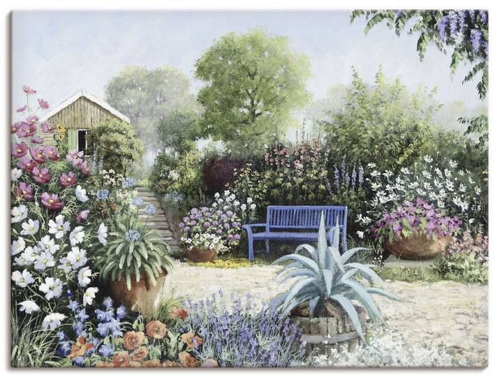 Leinwandbild ARTLAND Ruhiger Garten , grün (farbe bild(er): grün), B:80cm H:60cm, Bilder, Leinwandbild, auf Holzrahmen gespannt