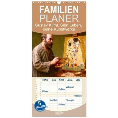 Familienplaner 2027 - Gustav Klimt. Sein Leben, seine Kunstwerke mit 5 Spalten (Wandkalender, 21 x 45 cm) CALVENDO