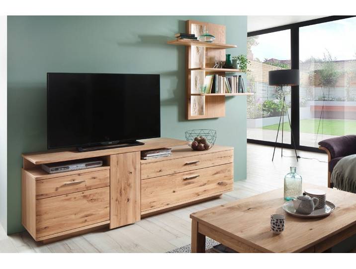 Wohnwand Eiche bianco teilmassiv 280 cm Nr.3 Santa Fe