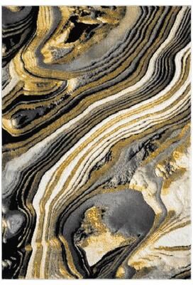 MDA Rugs Lavell Collection Abstract Black/Gold Area Rug