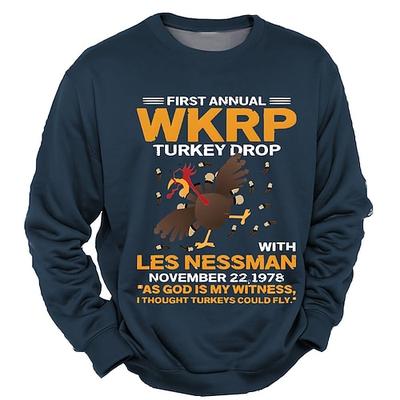 Männer WKRP Truthahn-Abwurf Langarm Sweatshirt - Les Nessman So wahr mir Gott helfe Zitat Lustige TV-Show Fan Crewneck