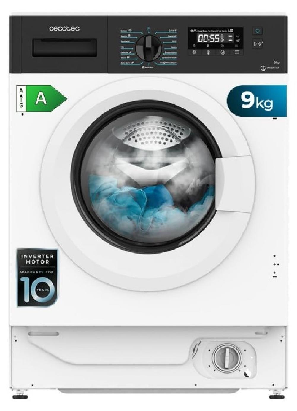 Cecotec 02724, Frontlader, 9 kg, B, 76 dB, 1350 RPM, A