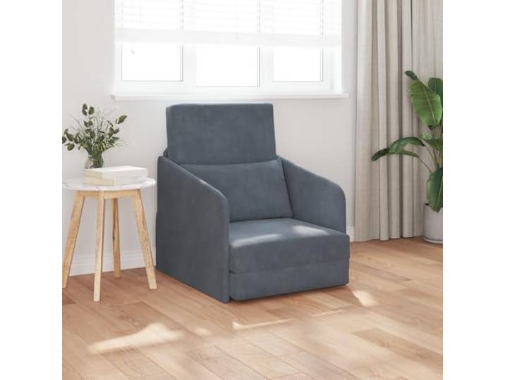HEFZGDB Boden Sofa Bett 2-in-1 Dunkelgrau 65x80x83 cm Samt Multifunktional Verstellbar Fleckenabweisend Kompakt Schlafgelegenheit Entspannung Wohnraum Flexibilität
