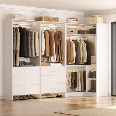 Rackcog Cimly Set of 3 Freestanding Corner Closet System, Space-saving Closet Organizer for Walk-in/ Reach-in Closet