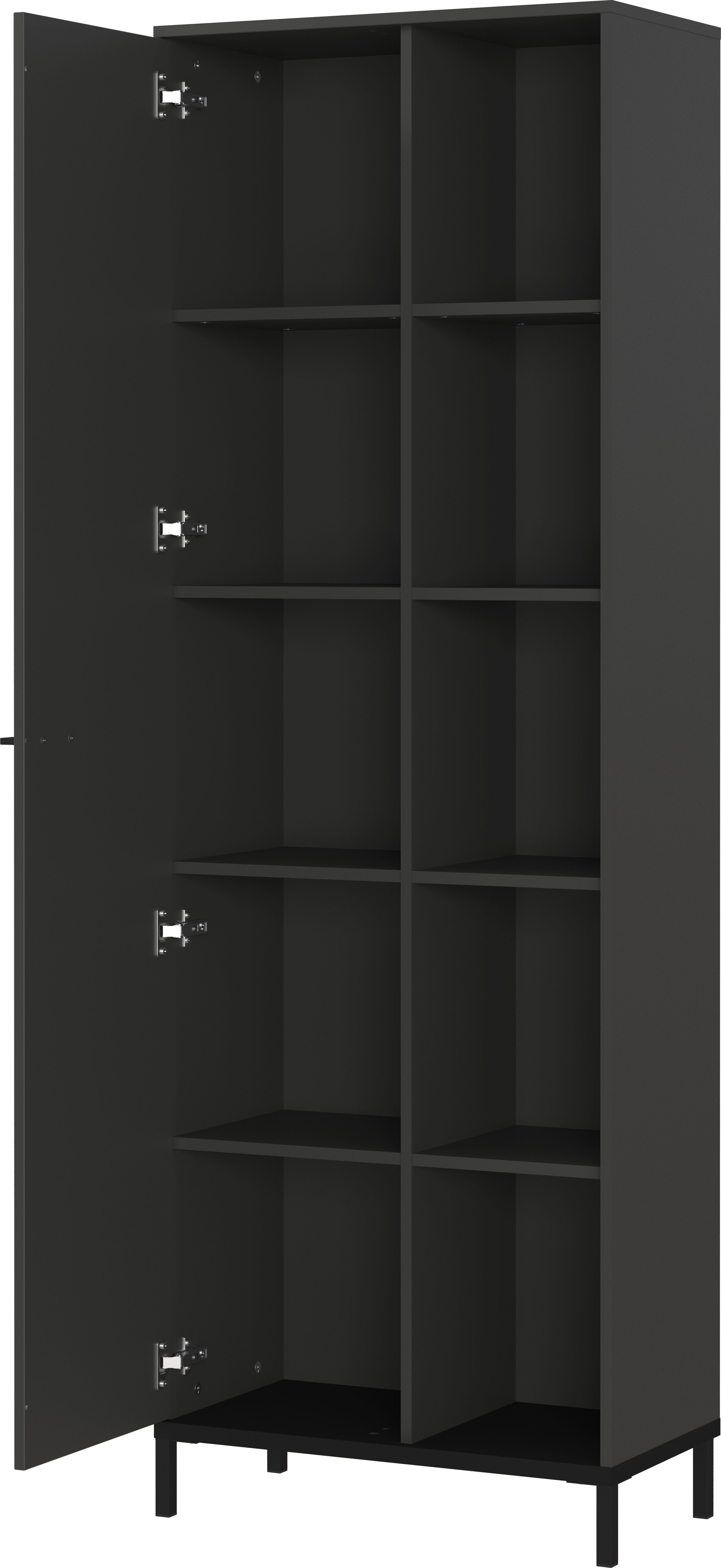 Büromöbel-Set GERMANIA "GW-Rovigo", grau (graphit, schwarz), B:318cm H:190cm T:80cm, Holzwerkstoff, Metall, Arbeitsmöbel-Sets, Büromöbel-Set, Schreibtisch elektrisch höhenverstellbar