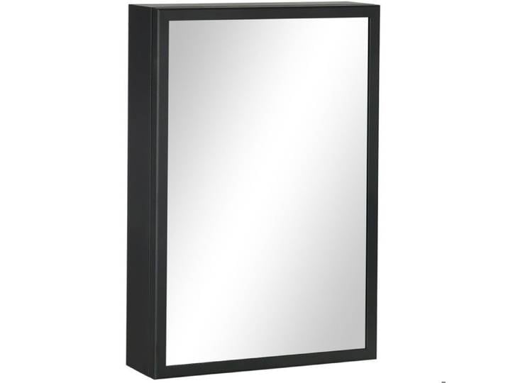 WOVREO Armoire à pharmacie murale avec miroir 40 x 12 x 60 cm 3 étagères acier inoxydable noir