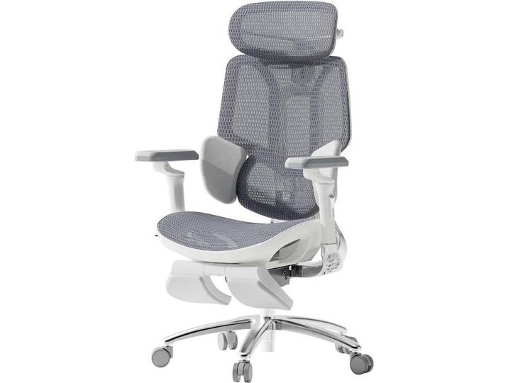 Bürostuhl E3 Ultra mit 3-Zonen-Lordosenstütze Grau, 64x125x45 cm, Büromöbel, Bürostühle, Drehstühle