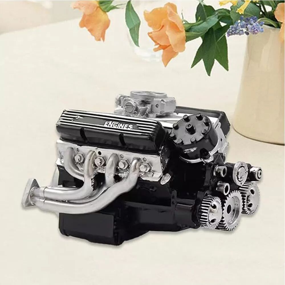 INF V8 Motor Modell Bausatz – Harz Handwerk Ornament für Zuhause, Büro, Arbeitszimmer Schwarz