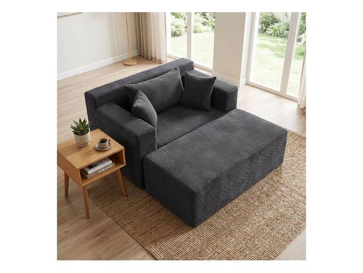 COSTWAY Sofa mit Schlaffunktion Bodensofa gepolstert, Schlafsofa Cord