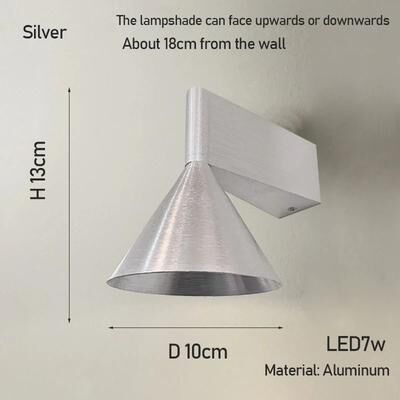 Uplift Picks Italian Minimalist Conical Aluminum LED Wall Lamp silver 4 7 W nature White (3500 5500k)