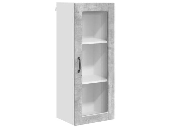 fsahslih Küchen Hängeschrank Beton Grau Holzwerkstoff 40x31x100 cm Platzsparender Wandoberschrank für Küche und Esszimmer mit 2 Türen, 3 Fächern und pflegeleichter Oberfläche.