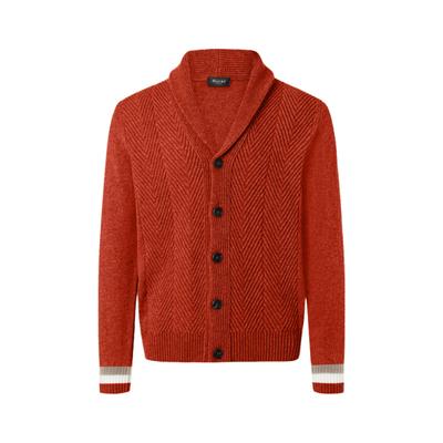 Strickjacke MAERZ MUENCHEN "Maerz Muenchen 567201 Strickjacke Herren Bekleidung", Herren, Gr. 52, rot (orange), 100% Schurwolle, Strickjacken Strickjacke