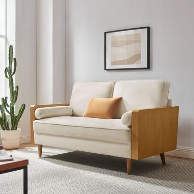 Modway Kellan Performance Velvet Loveseat in Walnut Alabaster