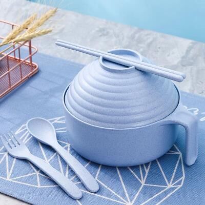 Uplift Treasures Microwavable Ramen Bowl Set With Lid And Chopsticks blue