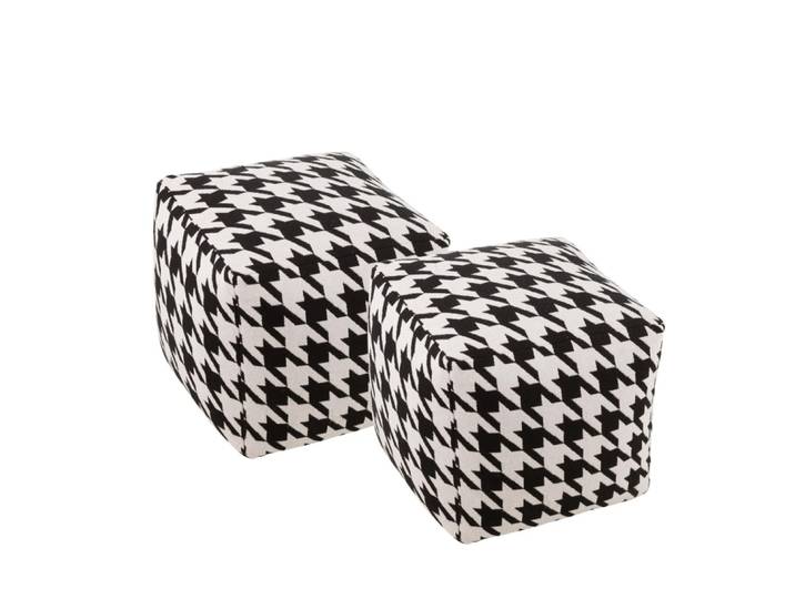 Lot de 2 poufs carrés pied-de-poule large noir et blanc