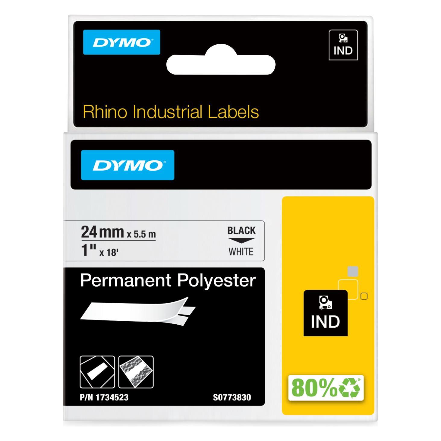 Dymo Rhino ID1 Polyesterband, weiss (2.40 cm, Schwarz, Weiss) (1734523)