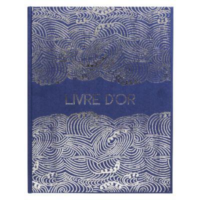 Exacompta Gästebuch Japan Blau 270x220 mm, 100 Seiten Clairefontaine, Silberschnitt & Silberprägung, Kristallbox Fragen Erklären
