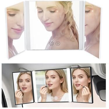Fusion Finds LED Car Vanity Mirror With Light Modes Rechargeable Sun Visor Makeup Mirror For Cars & Trucks white