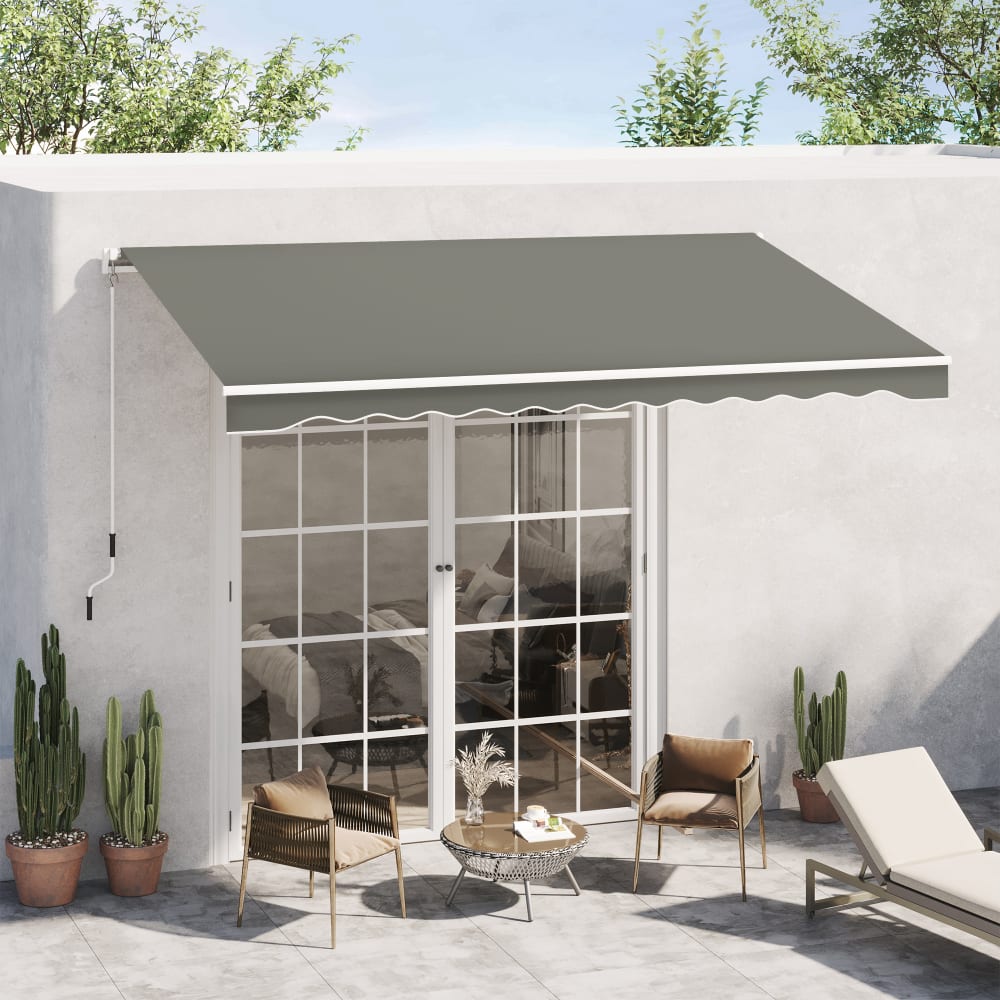 Outsunny Toldo manual retráctil 350x250 cm gris