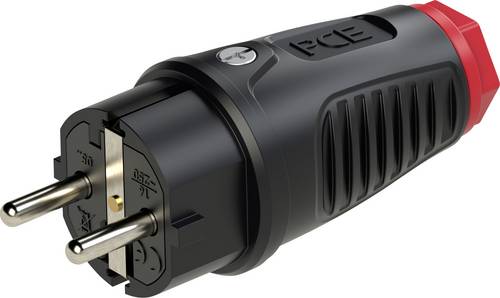 PCE 0512-sr Schutzkontaktstecker Vollgummi, Thermoplast 250 V Schwarz, Rot IP54