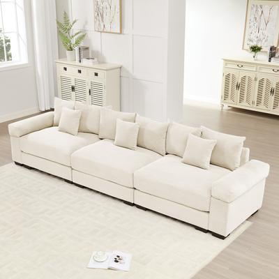 Oversized Corduroy Cloud Modular Sofa with Throw Pillows