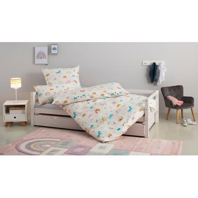 Kinderbettwäsche OTTO HOME "CUDDLEE", blau (einhorn), B/L: 135cm x 200cm, 1 Stk., 1 Stk., Biber, B/L: 40cm x 80cm, 2 Stk., Biber, Obermaterial: 100% Baumwolle, Bettwäsche, in vielen Designs: Dino,Einhorn,Weltraum,Baustelle,Herz,Trecker,Safari