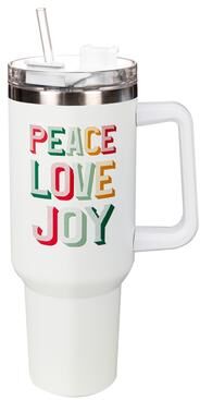 Evergreen Peace Love Joy Canyon Cup, Double Wall Stainless Steel w/ Straw, 40oz, Gift Box - 40oz