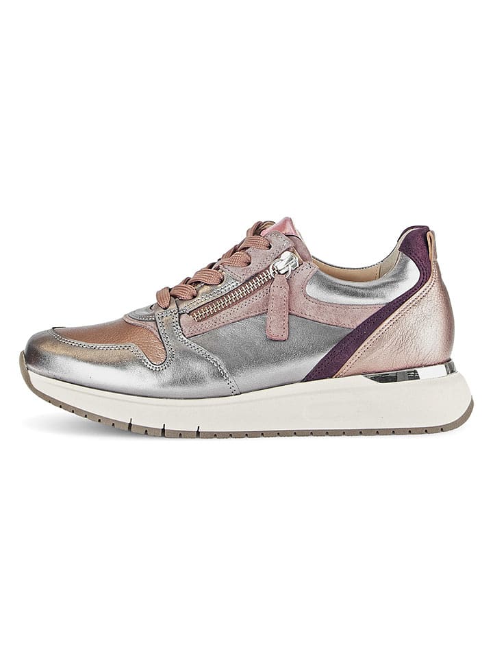 Gabor Leder-Sneakers in Silber/ Rosa - 37