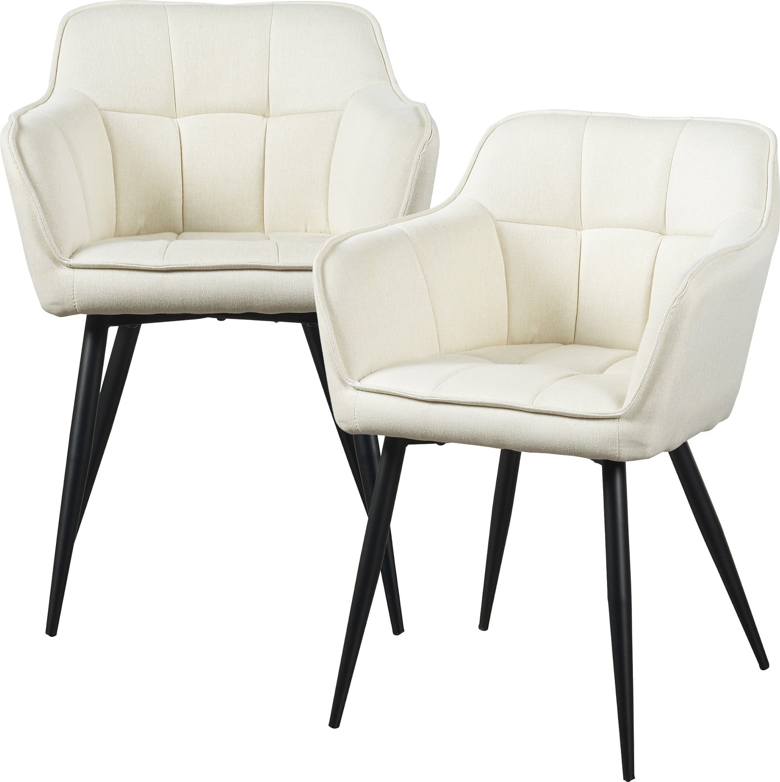 Set van 2 en.casa Eetkamerstoelen Birmingham met armleuningen, beige textiel