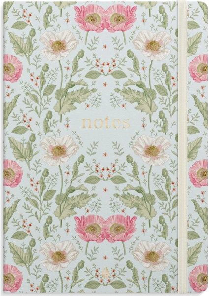 Burde Deluxe Notesbog, A5, Linjeret, Blue Flower