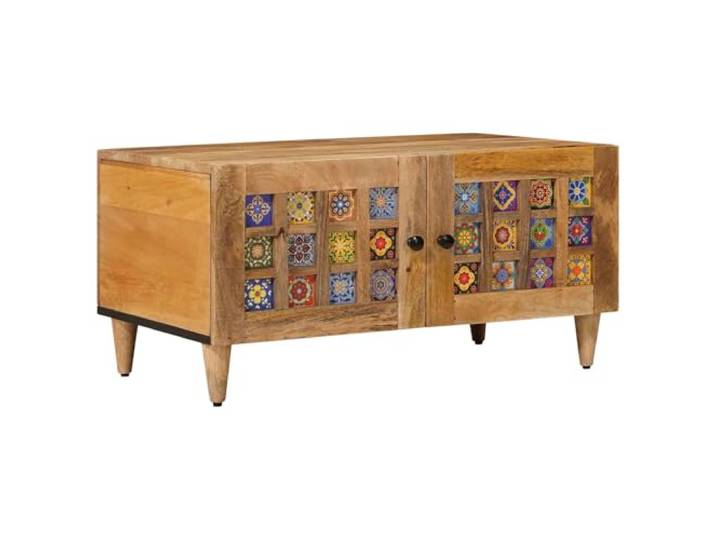 Heofavd Couchtisch Massivholz Mango Natur 80x50x40 cm mit Stauraum