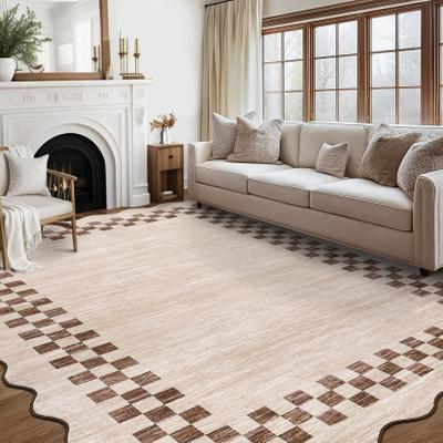 Garvee Scallop Check Washable Soft Area Rug