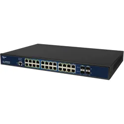 Allnet Switch smart managed 24 Port Gigabit 390W 24x PoE+ 4x SFP 48,30cm (19") (28 Ports), Netzwerk Switch, Schwarz