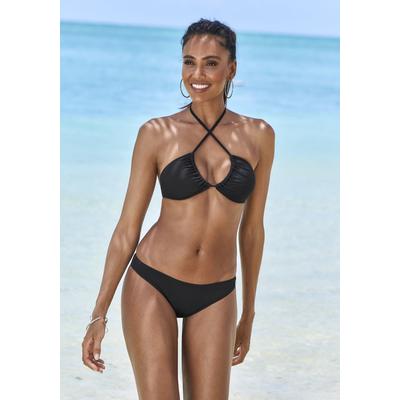 Triangel-Bikini LASCANA, Damen, Gr. 42, Cup C/D, schwarz, Microfaser, Recycling-Polyamid, unifarben, Bikini-Sets Triangel-Bikini, Multiway, in 5 Tragevarianten