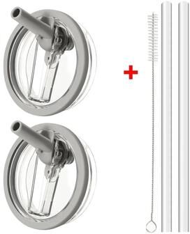 Uplifted Finds Flip Straw Leak Proof Lid Replacement For Tumbler Cups gray 2 Pcs + Straw